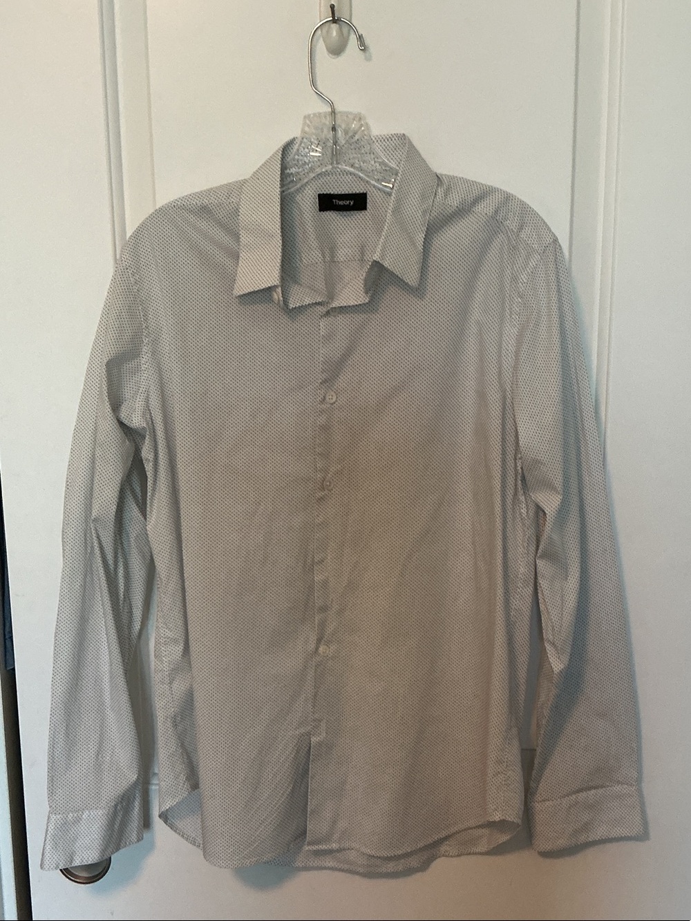 Theory Sylvain Piran Dot Men's Dress Shirt L